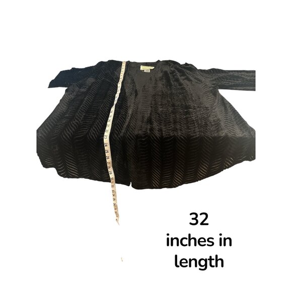 Helen Ainson Black Burnout Velvet Open Front Jacket Long Sleeve Size L - Picture 11 of 12